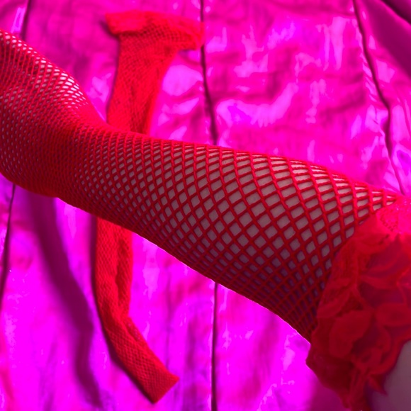 Hot Topic Accessories - Hot Topic Thigh High Red Fishnet Stockings❤️
